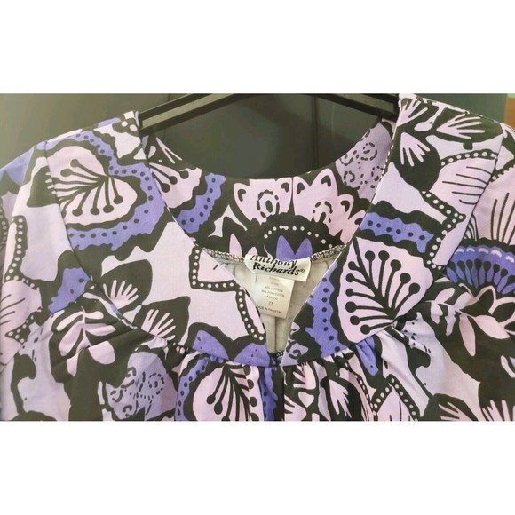 Amerimark Sweetheart Neck Purple Floral Heavyweight Fleece Lounger Dress 3X - Picture 4 of 9